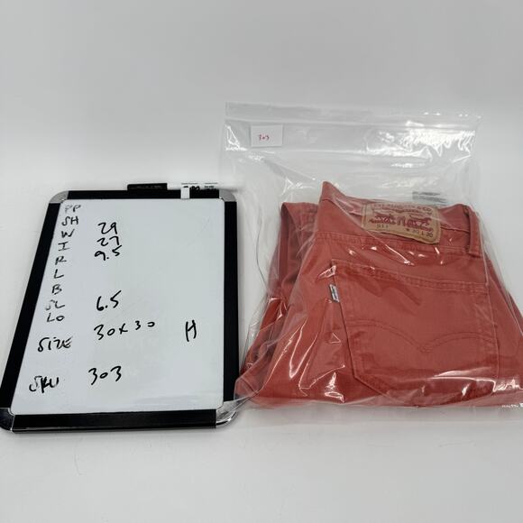 Levi's 511 Jeans Mens 30x30 (29x27 Actual) Slim Salmon Denim White Tab HEMMED - Picture 9 of 9